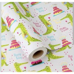 Retrify Wrapping Paper Roll,  Crocodile Happy Birthday Gift Wrap Paper, Lot 3